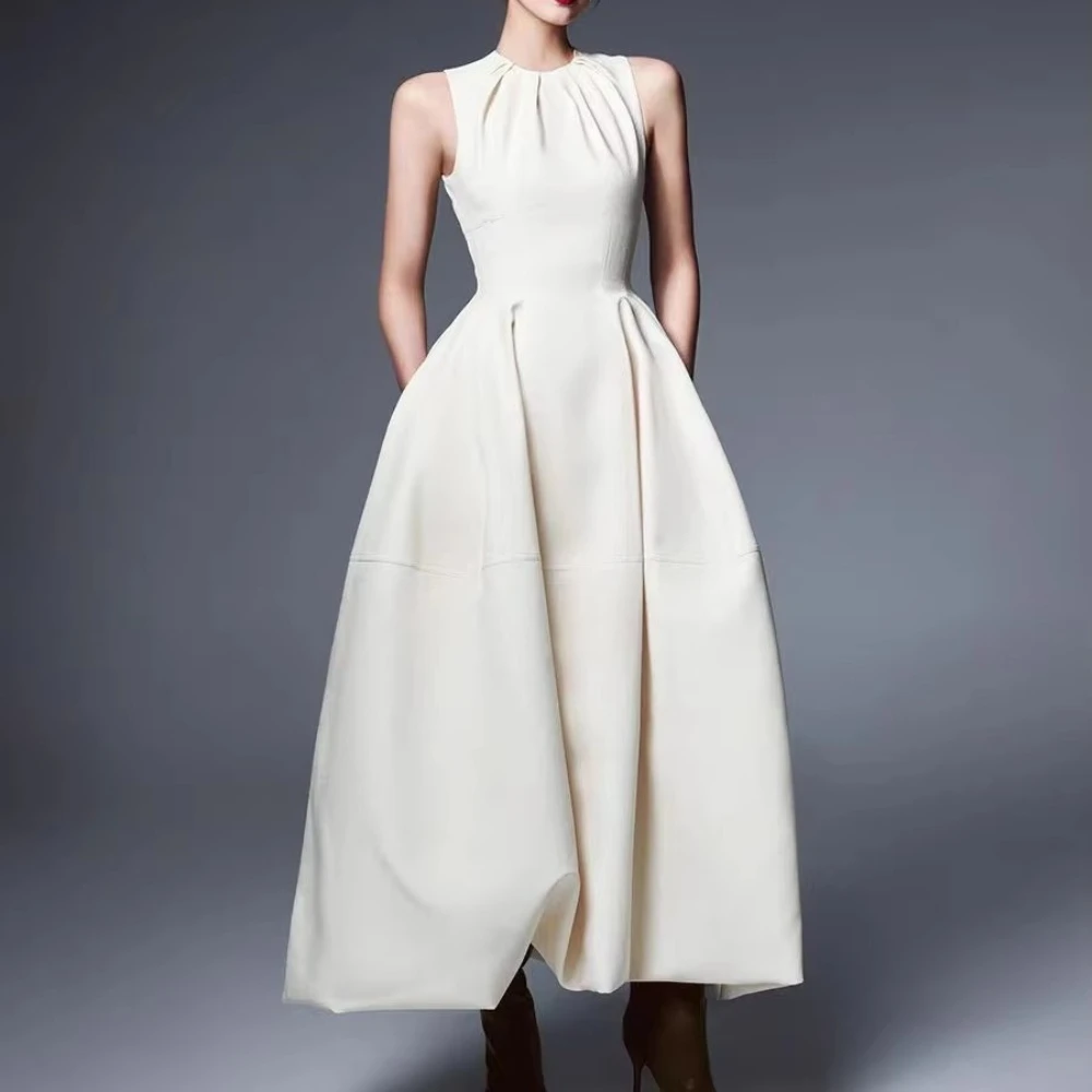 

Сексуальные вечерние платья без рукавов с круглым вырезом, элегантное длинное платье знаменитостей, изысканные платья высокого качества для выпускного вечера для женщин по индивидуальному заказу