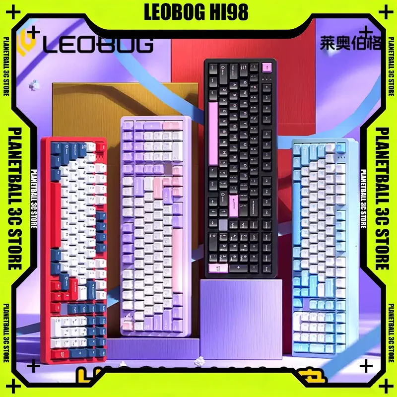 LEOBOG Hi98 Aluminum Mechanical Keyboard Wired Gasket Mount CNC Alloy Case RGB Hot-swap DIY Custom Gaming Keyboard for Gamer