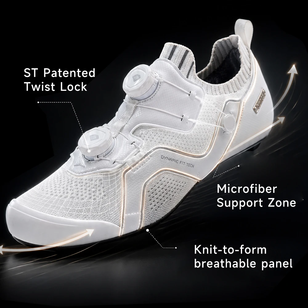 Santic Unisex Carbon Fiber Cycling Shoes Hardness13 Wear Resistant Outsole Road Riding Sneakers Replaceable Cleats Bicyle Shoes