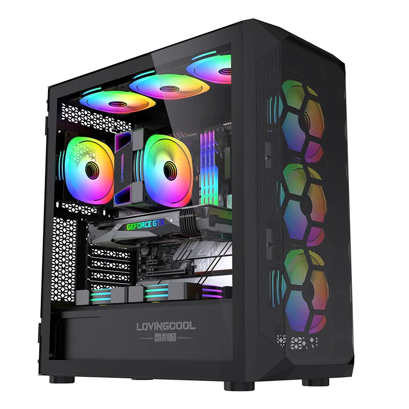 

2025 hot saleDesktop large computer chassis supports EATX main board 360 water-cooled glass side through USB3.0 e-sports game co
