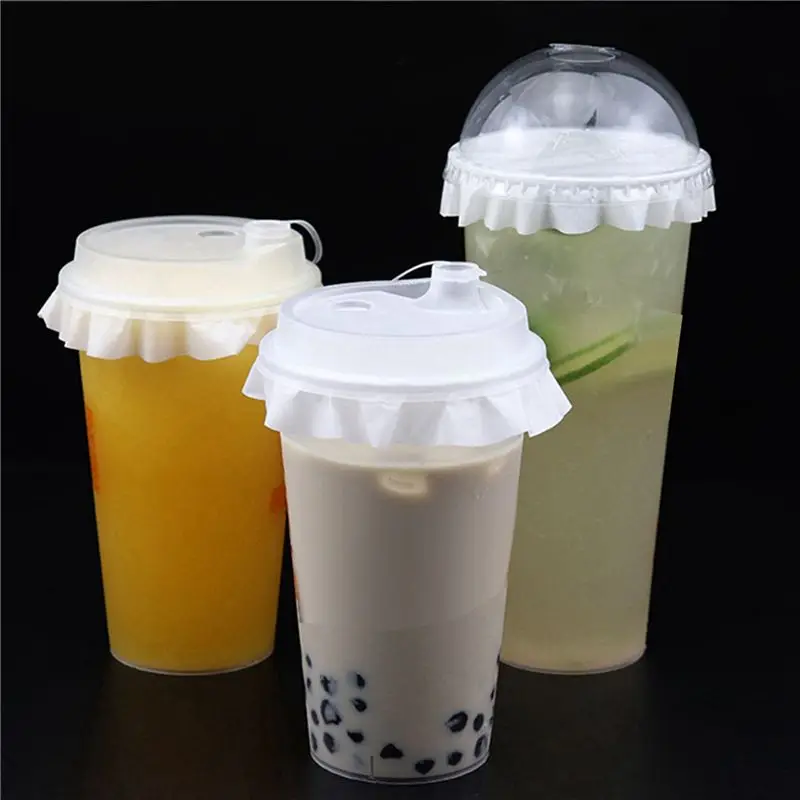 ABKS-1000PCS Cup Sealing Paper Film Coffee Tea Milk Drink Packaging Leakproof Paper Film Crimper Round Shape Bottle Sealer