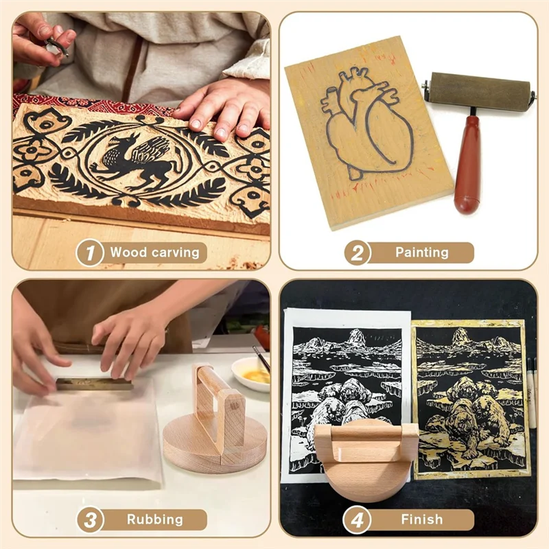 TKOH-2 Pack Baren لصناعة الطباعة، للاستخدام المريح، مثالية لطباعة الكتل، Linocut، الصياغة، سجل القصاصات