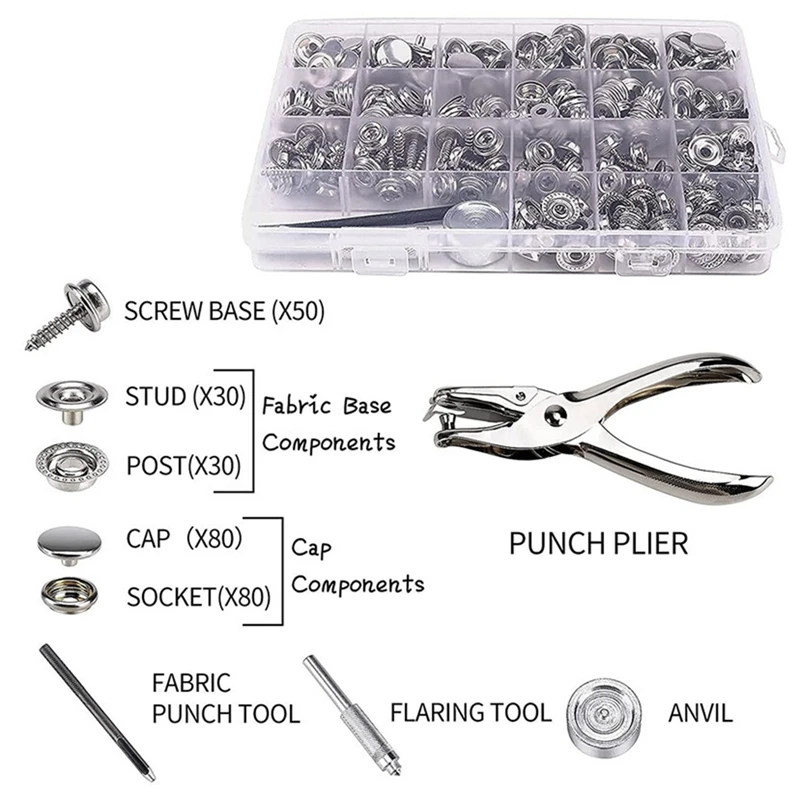 80 Set Stainless Steel Marine Grade Canvas And Upholstery Boat Cover Snap Button Fastener Kit Screws Snaps With Tool