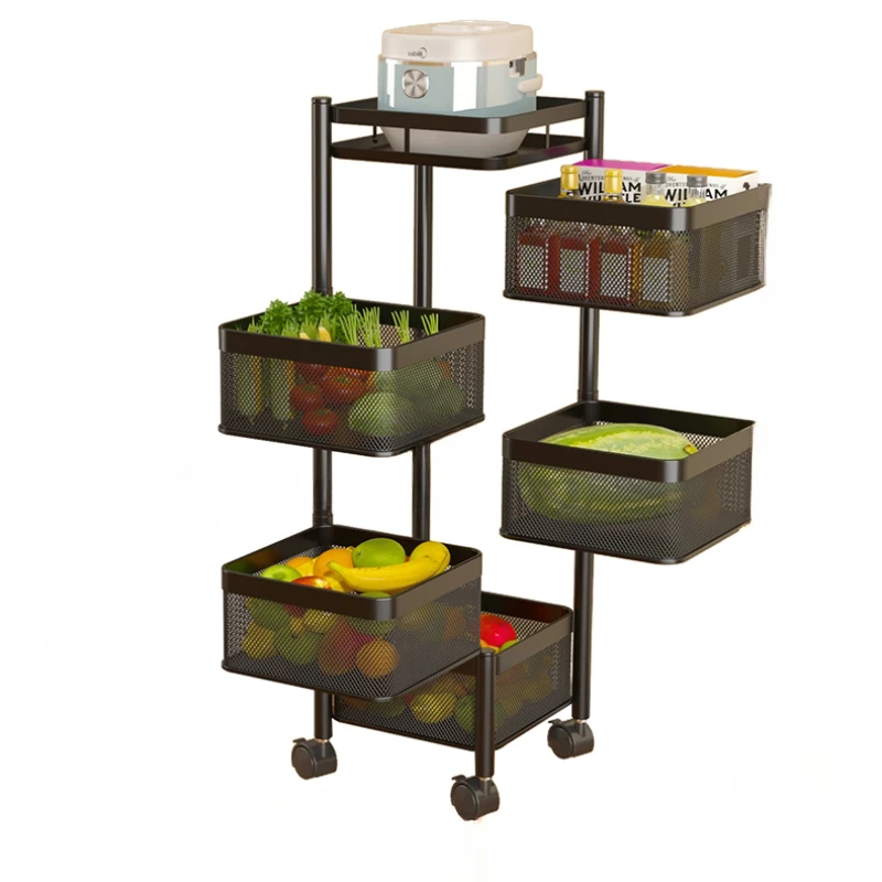 Rotating Rack Multifunctional Kitchen Trolleys Floor Snack Basket Multi-layer Kitchen Islands Storage Racks Kitchen Furniture