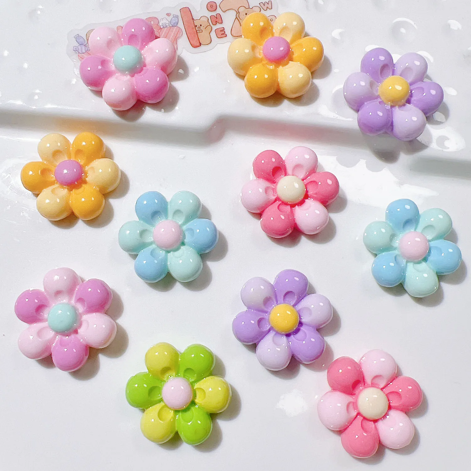 10-20Pcs Colorful Flower Series Flatback Resin DIY Home Decoratio Craft Supplies Creative Phone Charm Patch Hairpin Jewelry Make