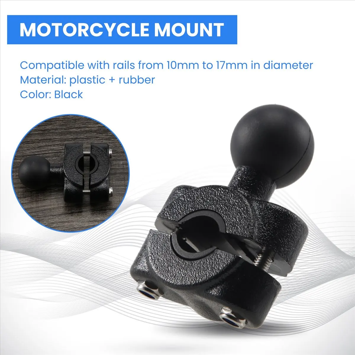 #33L (Black)1Inch Ball Car Headrest Motorcycle Rearview Mirror Stem Mount For Ram,Automotive Parts & Accessories
