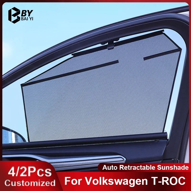 For Volkswagen T-ROC 2018-2019 Car Auto Retractable Sunshade Side Window Lifting Blackout Curtains Car Sun Protection Accessorie