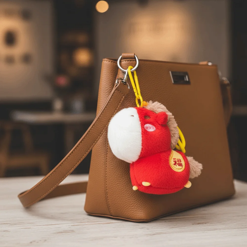 Cartoon Horse Stuffed Keychain Stuffed Cute Colourful Horse Pendant Keyring Soft Simulation Horse Keychain New Year Gift