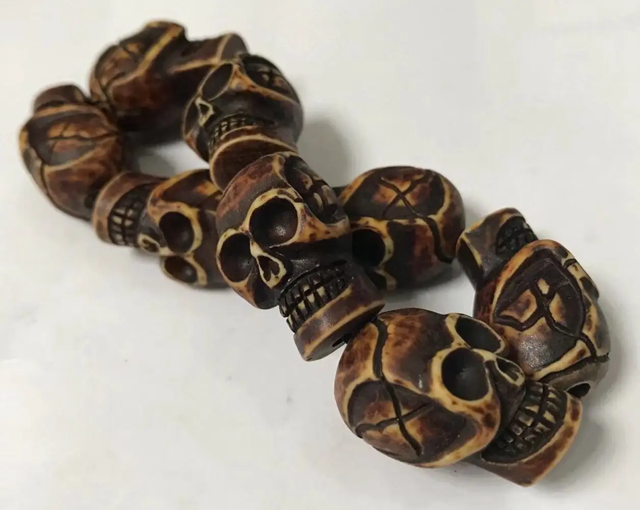 5 pcs Handmade Rock Skull Charm Bracelet Rock Prayer Bracelet Bangle Cuffs Jewelry