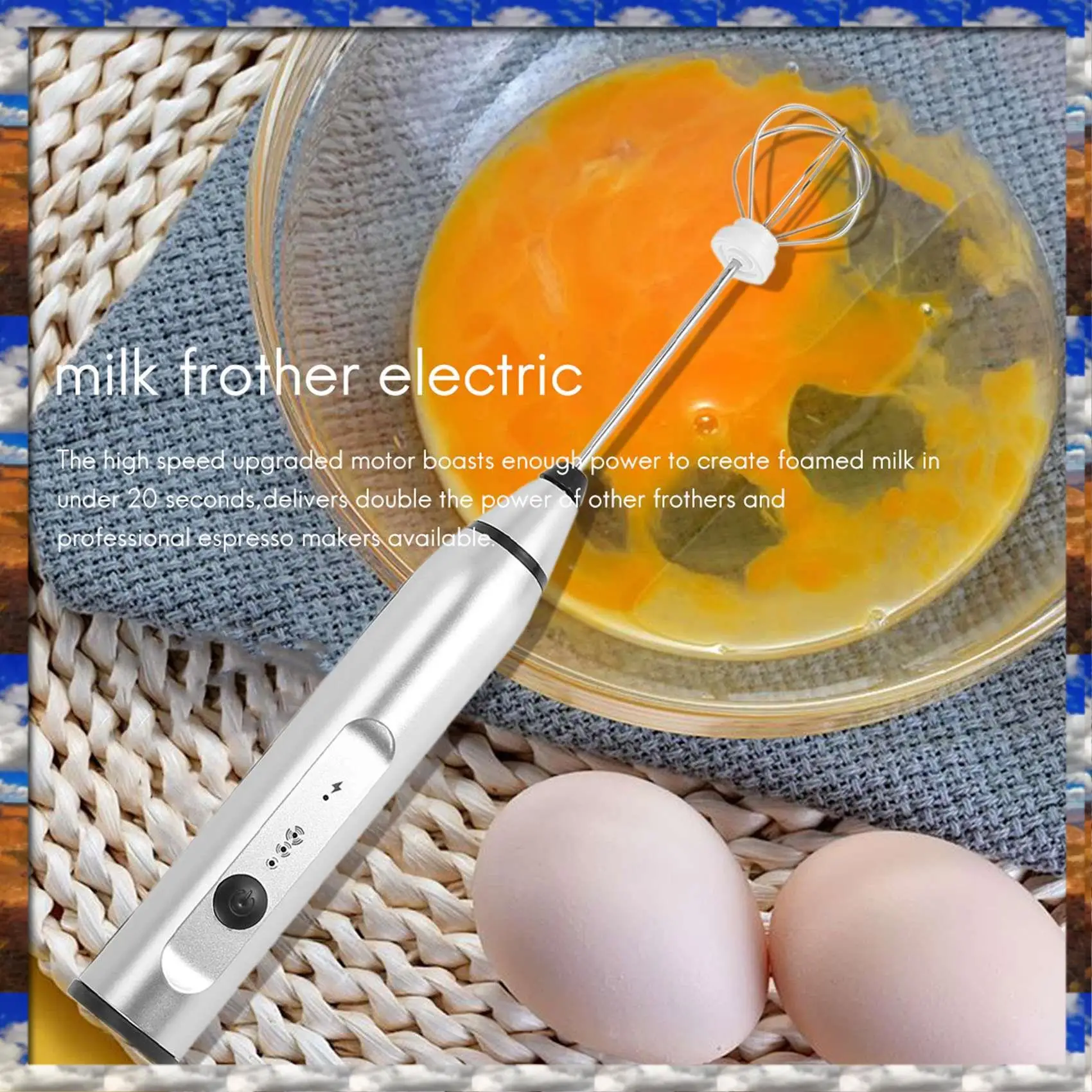 Top Sale Rechargeable Electric Milk Frother With 2 Whisks, Handheld Foam Maker For Coffee, Latte, Cappuccino, Hot Chocolate, Dur