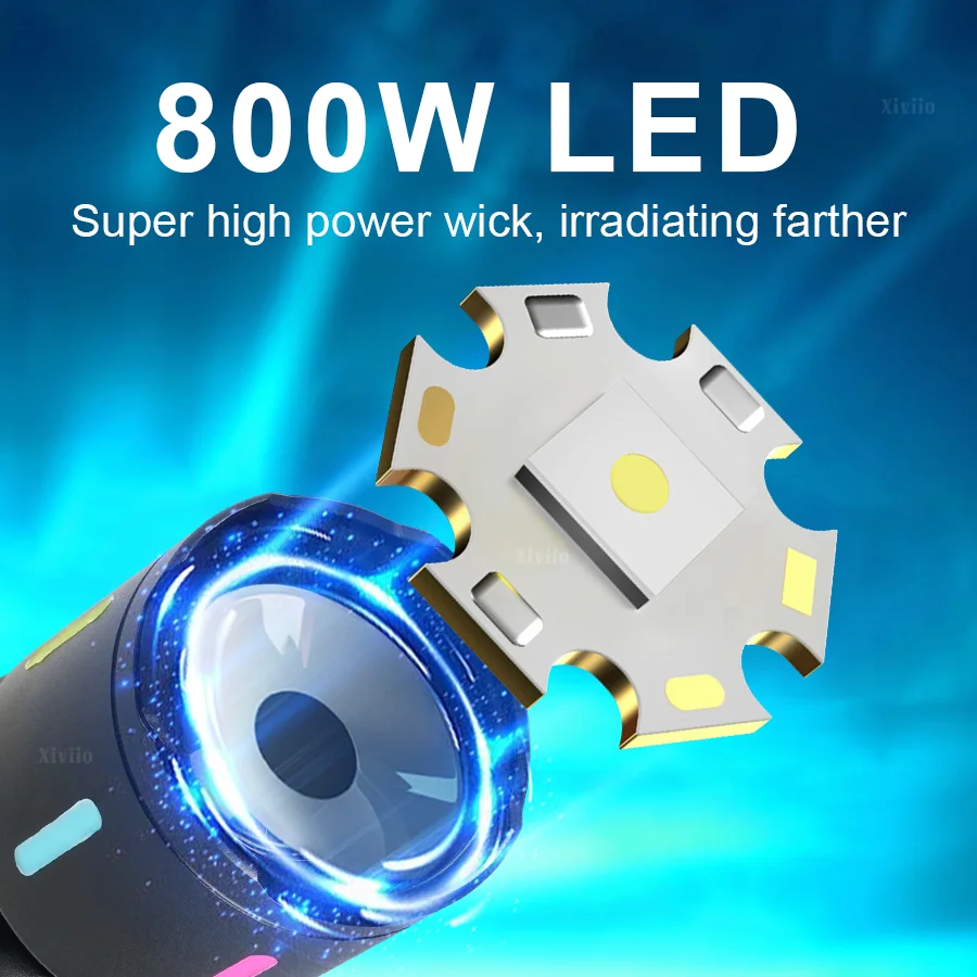 60000000LM Most Powerful LED Flashlight Rechargeable 18650 Torch Strong Light Long Shot 3KM Flashlights Work Fluorescent Lantern