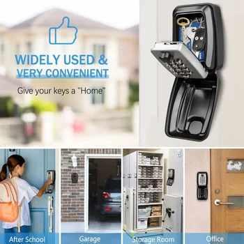 Key Lock Box Wall-Mount Secret Code Security Key Safe Secret Organizer Box No Key Home Office Weatherproof Safe Key Keeper 6