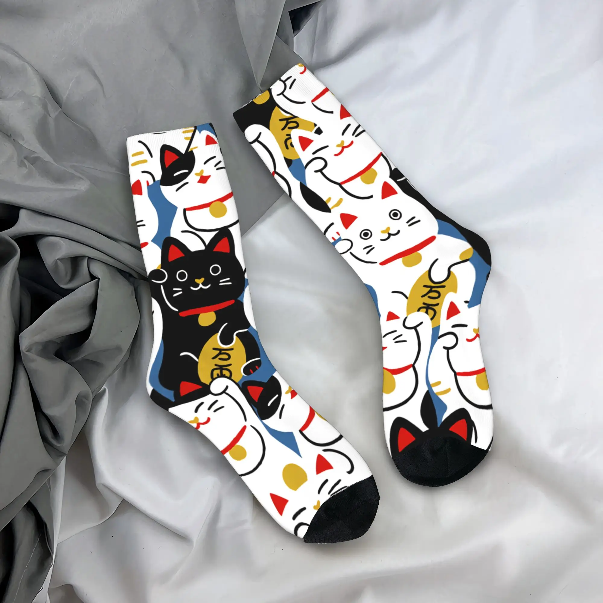 

Женские и мужские носки Lucky Cat, чулки, весенние дышащие носки в стиле ретро, нескользящие носки для скалолазания с принтом