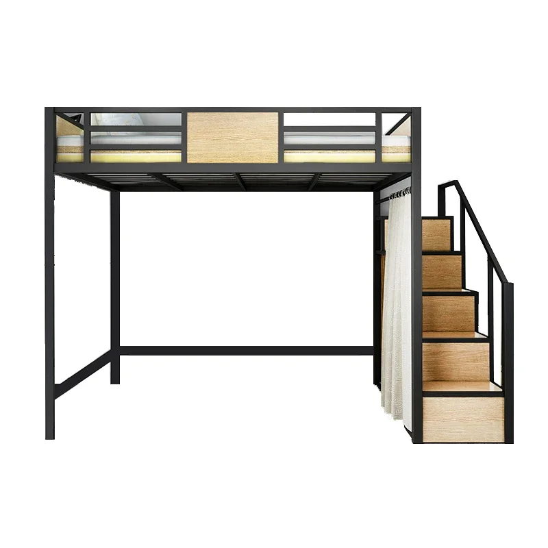 

Elevated bed, bed and table, small apartment pavilion single bed, space-saving wardrobe integrated