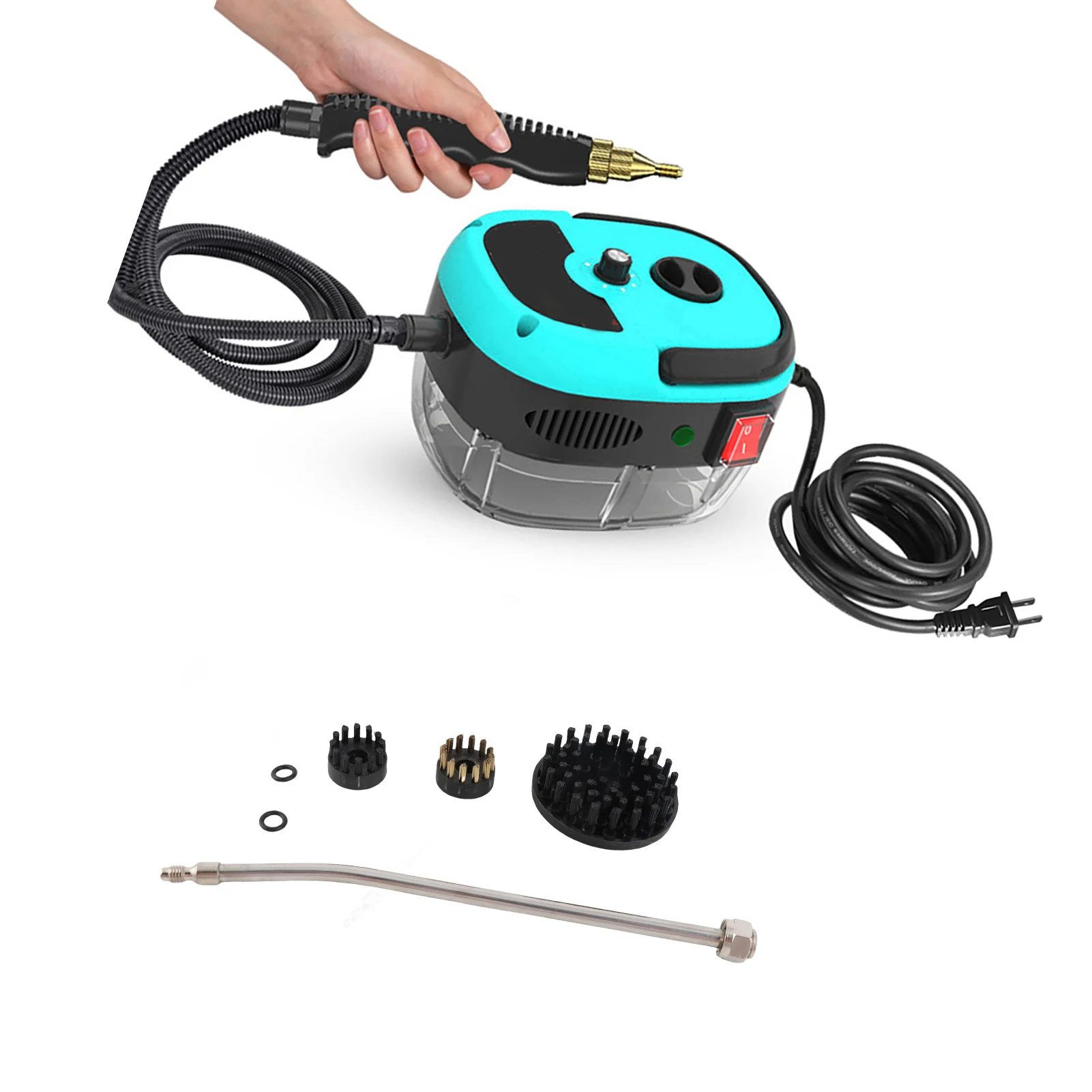 منظف بخار محمول باليد بقدرة 1500 وات، ماكينة بخار مضغوطة بدرجة حرارة عالية مع رؤوس فرشاة، 4 أثاث المطبخ، سيارة الحمام #2