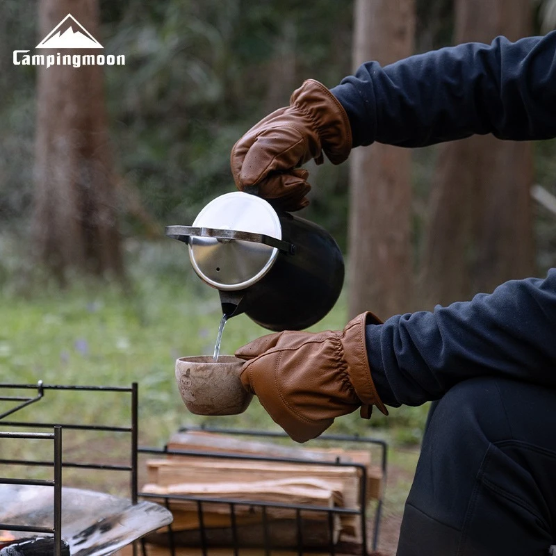

CAMPINGMOON Q27 work gloves with a top layer of cowhide and velvet for warmth, camping, sawing, cycling, and anti scalding