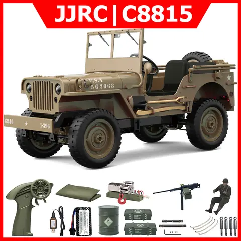 JJRC RC Car 1/10 WILLYS RTR C8815 4WD Model Crawler 2.4G Remote Control Car Off-road Climbing Military RC Truck Toy As Kids Gift