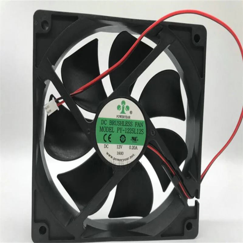 PY-1225L12S DC12V 0.20A 12CM 12025 2-проводной охлаждающий вентилятор