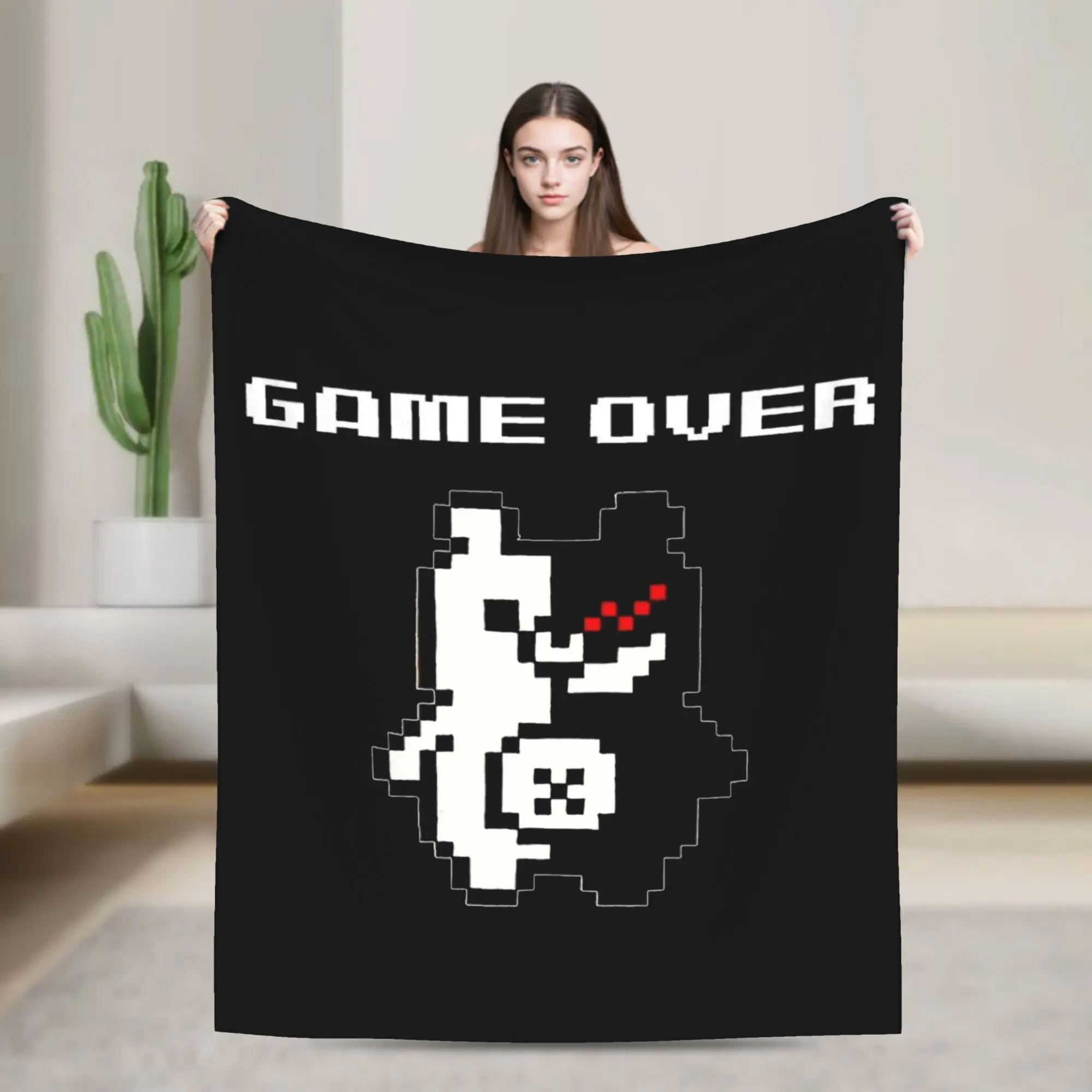 Monokuma  Game Over  Anime Japanese Plush Blanket Danganronpa Funny Throw Blankets for Home Hotel Sofa  200x150cm Bedspreads,