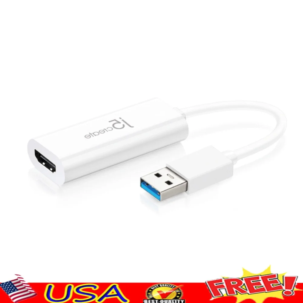 

Адаптер USB-HDMI Многомонитор Внешняя видеокарта Адаптер дисплея USB 3.0 Plug and Play Разрешение HD 1080p ПК
