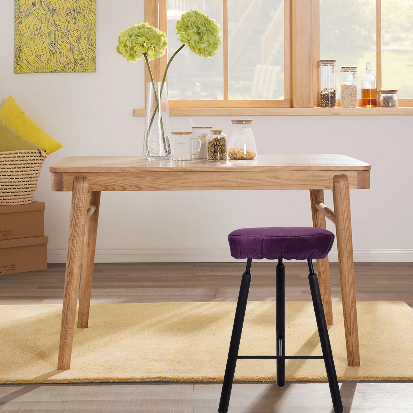 

Soft Round Stool Cover with Anti Slip Base Seat Protector for Dining Chairs Bar Stools Home Decor Essential Bar Stool Covers