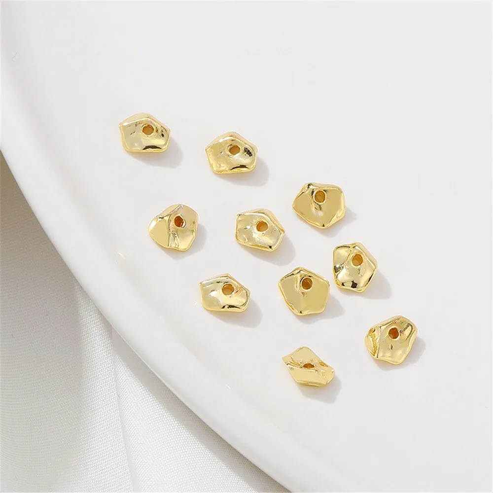 14K Gold Wrapped Irregular Imitation Stone Shape Separated Beads Handmade DIY String Bracelet Necklace Material Accessories