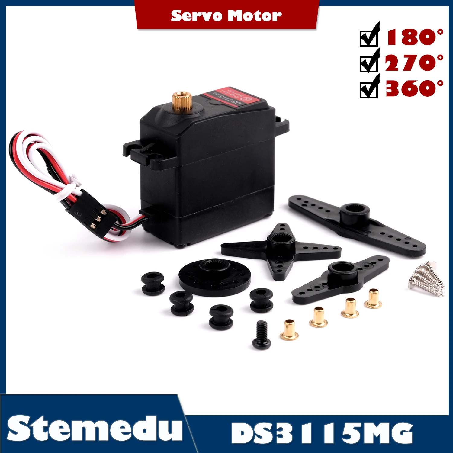 Servo digitale RC da 7,4 V 15 kg 1/275 ingranaggi 0,14 sec/17 kg Servomotore ad alta velocità/carico per barca robot per auto intelligente Nero
