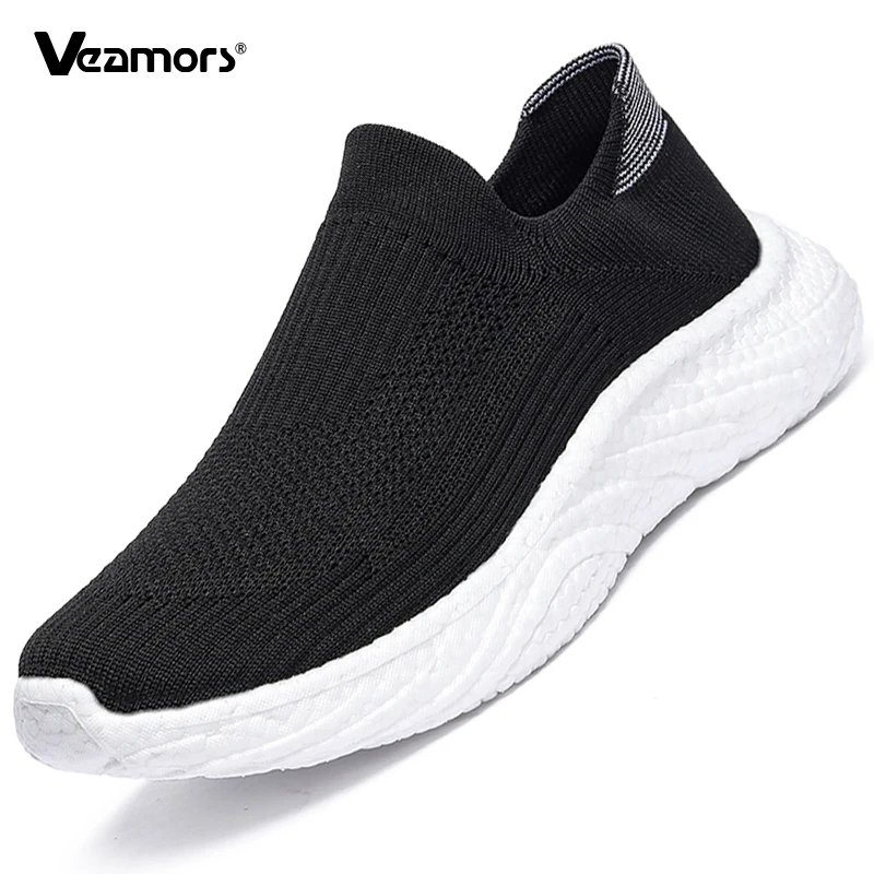

Легкая повседневная обувь для пар, мужская и женская вязаная прогулочная обувь, мягкие лоферы без шнуровки с дышащей сеткой для отдыха на плоской подошве