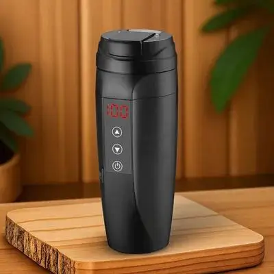 

12V 24V Heating Cup Stainless Steel Vehicle Mounted Warming Tumbler Temperature Display Boiling for SUV