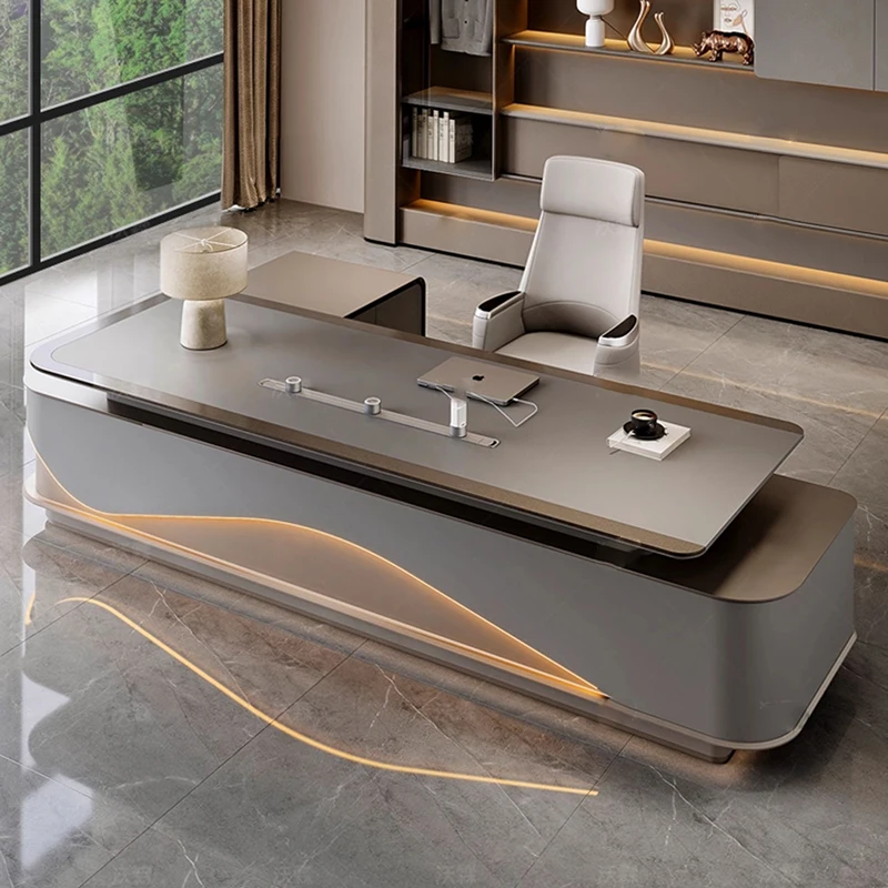 

Executive Computer Office Desk Lshaped Luxury Multifunctional Office Desk Aesthetic Design Escritorio Oficina Lounge Furniture