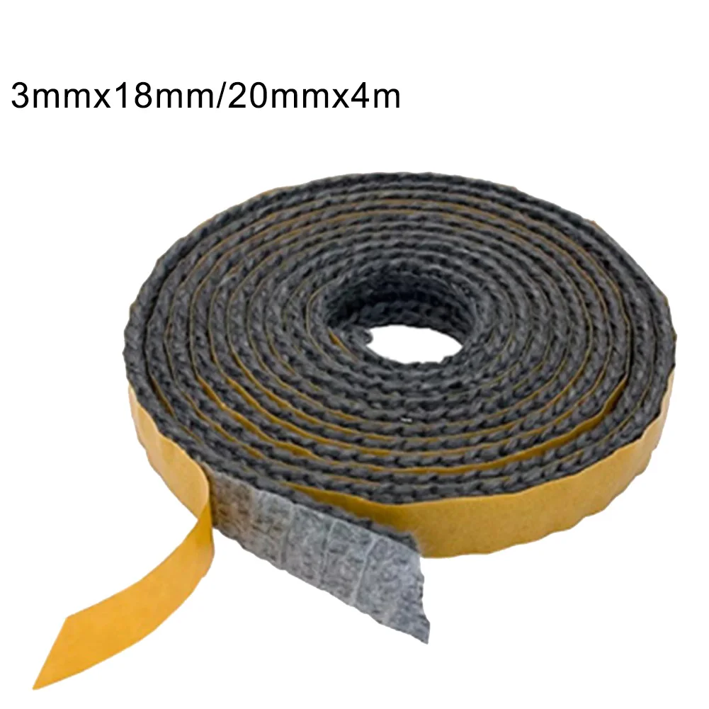 1pc 4m Black Flat Stoves Rope Adhesive Chimney Door Stove Fireplace Sealing Tape Insulation Sealing Rope Pad Replacement Gasket