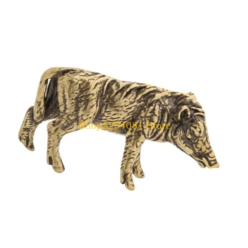 AXYC Brasses Wild Boar Miniature Sculpture with Antique Finish for Home Decors