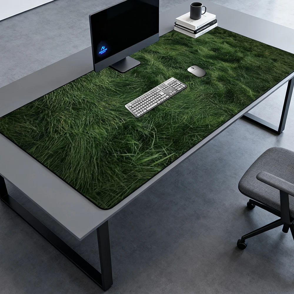 Forest Desk Mat Large Natural Texture Grass 140x60 Ergonomic Mousepad Full Desk Pad Setup Green Office Supplies