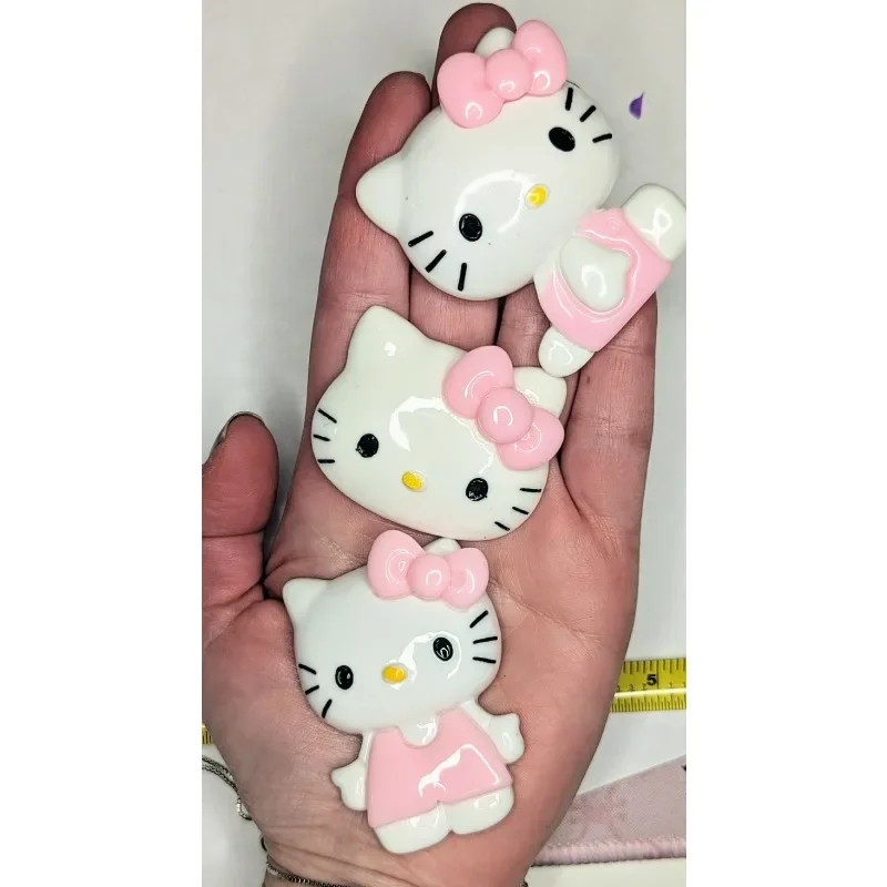 2pcs Large Cute Hello Kitty Resin Flatback Cabochon Charm Cute Cartoon Kt DIY Crafts Jewelry Flatback Charms Material