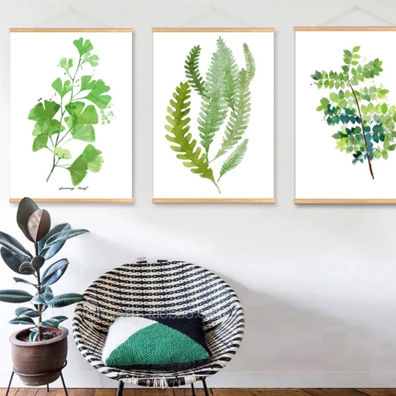 Modern simple small fresh green plant decorative painting living room bedroom porch study canvas poster