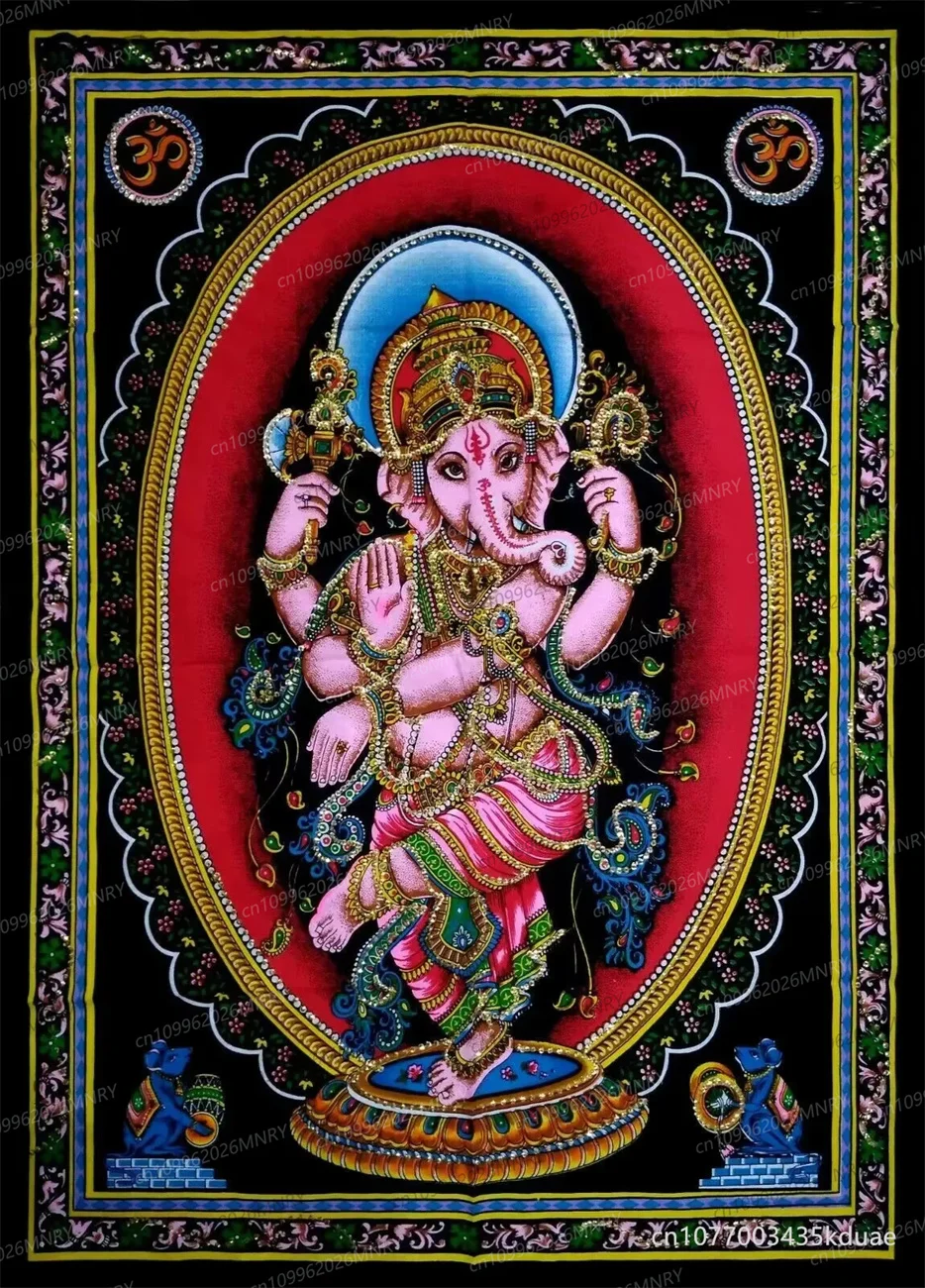 Elefant Indisches Mandala Wandbehang Ganesha Wandteppich Wohnzimmer-Deko Shiva Parvati Vishnu Hintergrundtuch Raumdekoration