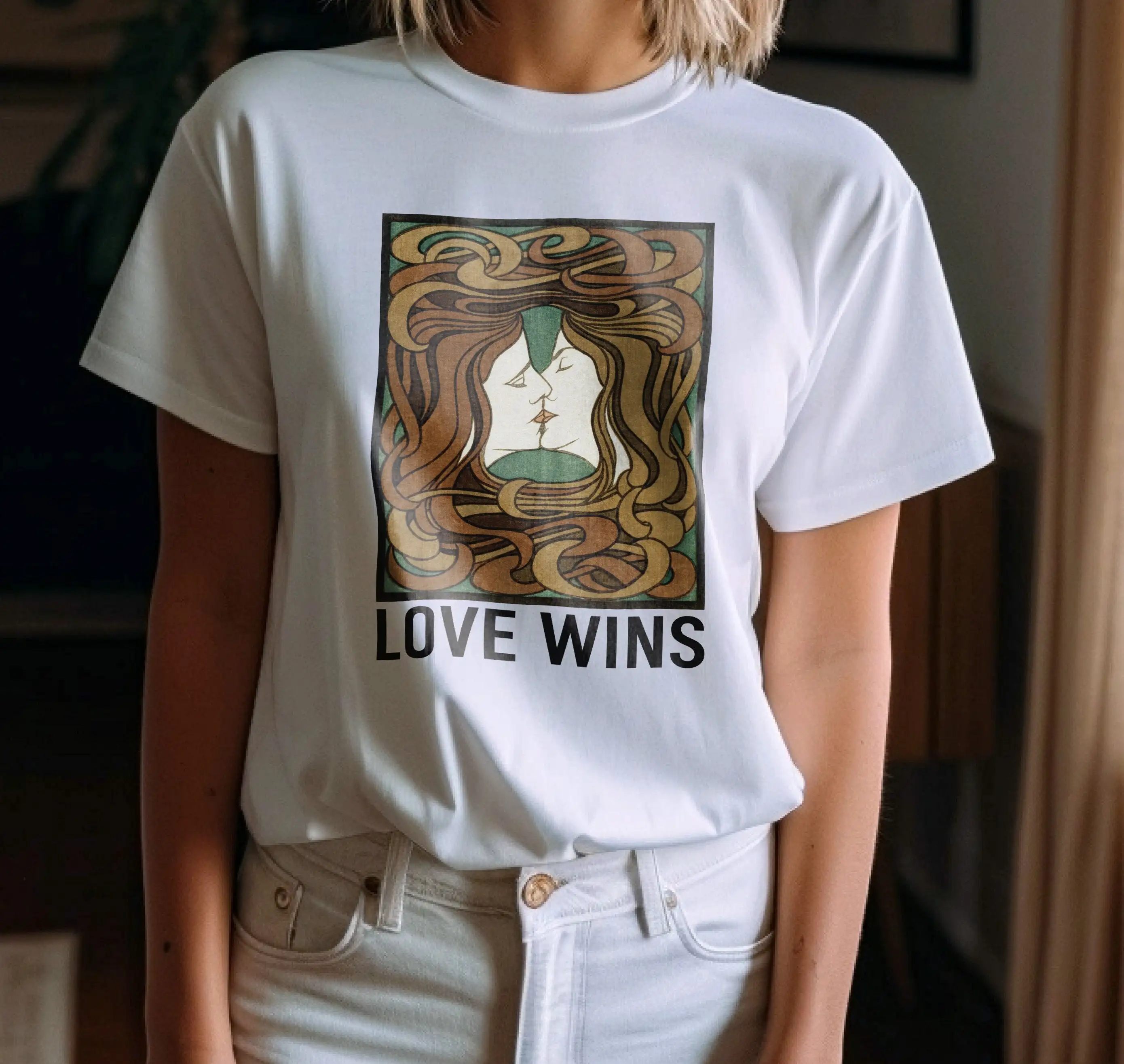 Love Wins T Shirt Pride Lesbian Dyke Gay The Kiss Women In Peter Behrens