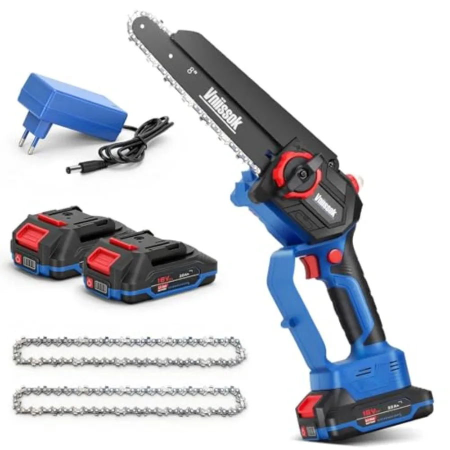 

Mini Chainsaw 8 inch Cordless - Upgraded Handheld Electric Chainsaw with 2 Pack Batteries and Charger Electric Power Chain Saw