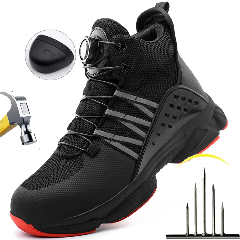 

Мужские нескользящие ботинки, защитные ботинки со стальным носком, рабочая обувь с защитой от ударов, легкие походные ботинки, промышленная обувь, неразрушимая обувь