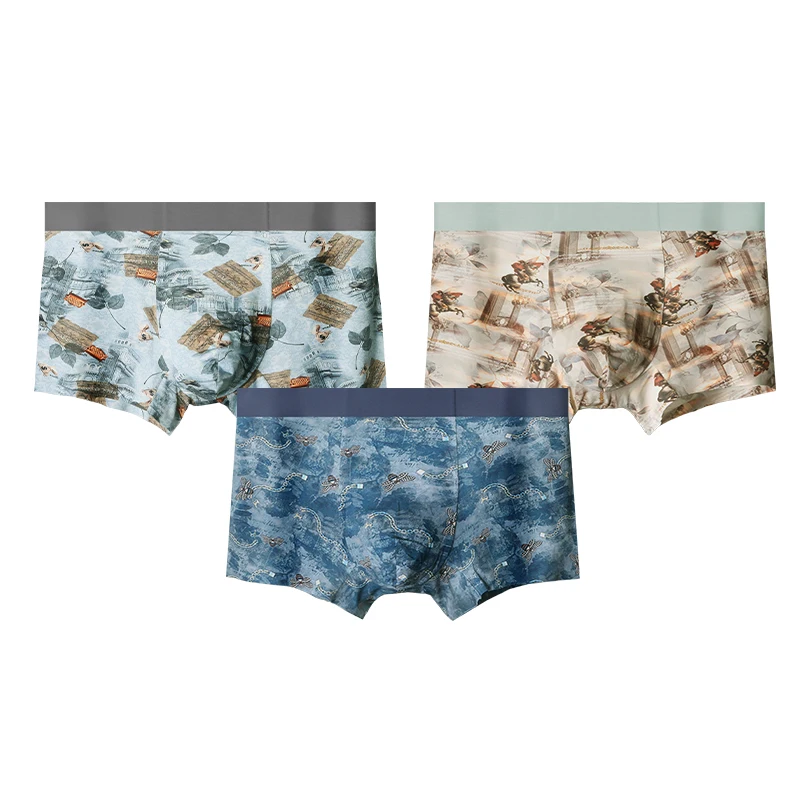 

Мужские бесшовные трусы-боксеры из модала (60%), 3 шт., дышащие, антибактериальные, летние, тонкие, для мальчиков
