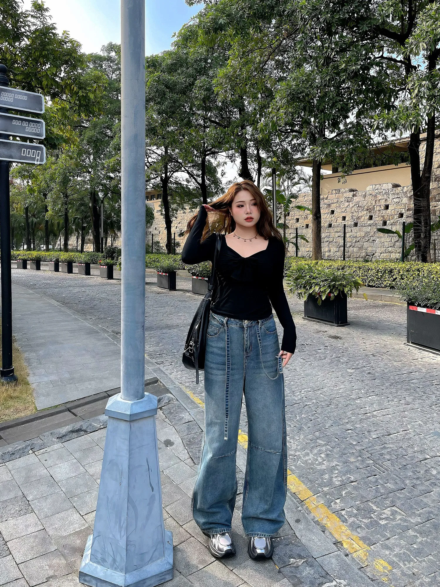 

Джинсы женские с высокой талией, широкие, прямого кроя, повседневные, больших размеров, свободные, с эффектом драпировки, из денима