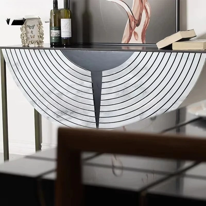 Nordic wrought iron foot rock slab entrance table metal tripod entrance table decoration table