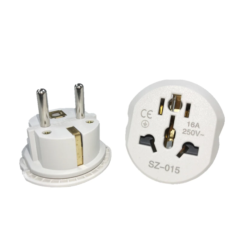 EU Plug Adapter 16A 250V Travel Adapter Converter 2 Round Socket High Quality Universal AU US UK CN To EU KR Wall Socket Outlet