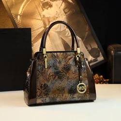 High end patent leather carving 2024 new light luxury women's bag, high-end and atmospheric handbag