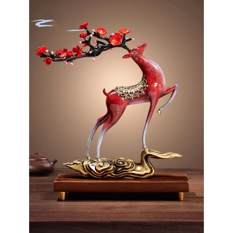 

All-copper sika deer ornament, elder leaders, gift-giving wine cabinet decorations, new Chinese handicrafts