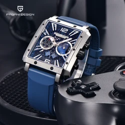 PAGANI DESIGN Mens Quartz Watches Mens Top Brand Luxury Chronograph Watch For Men Sports Waterproof Silicone Straps Reloj Hombre