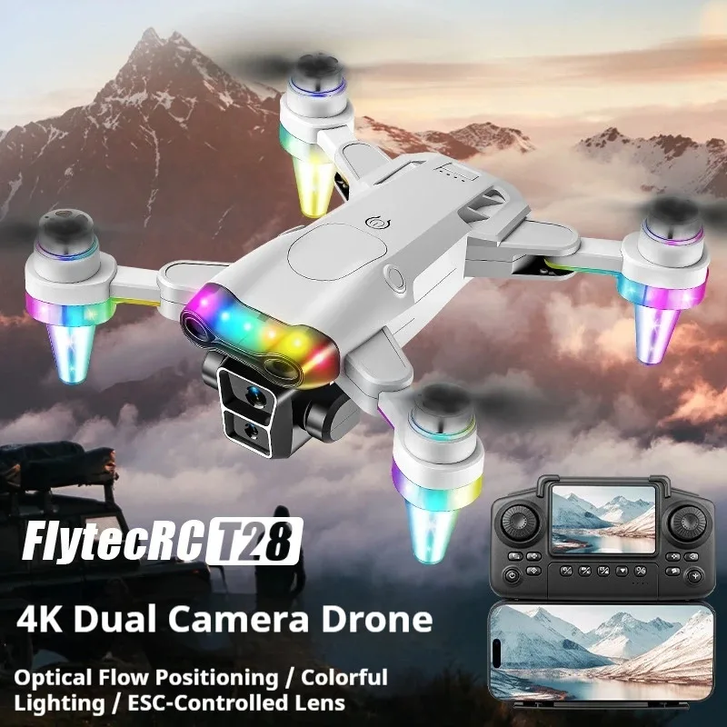 

T29& T28 4K Camera Foldable Drone with LED Lights - 2.4G RC Quadcopter for Kids & Beginners (Gray)