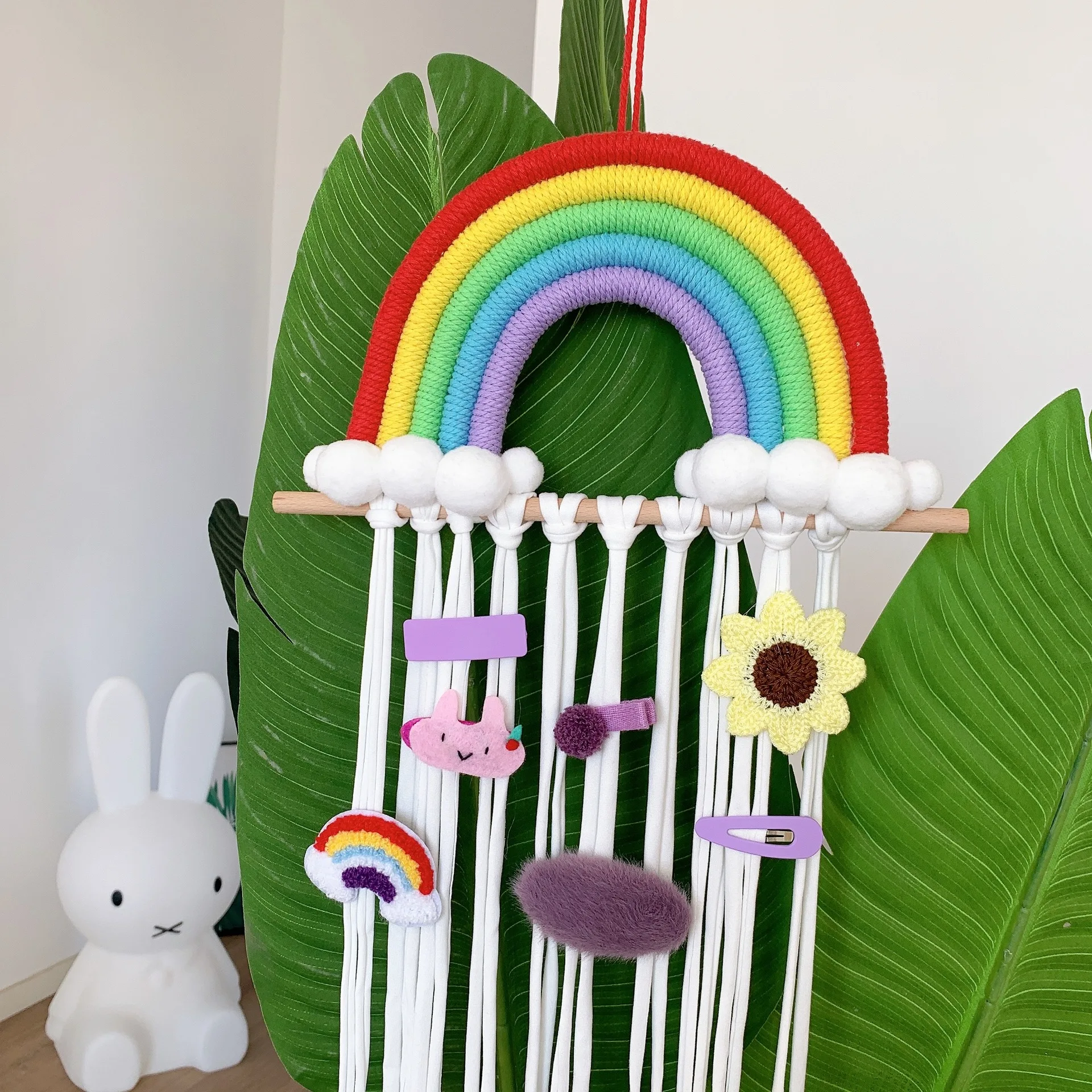 

INS Hanging Rainbow Hair Clip Organizer Wall Hanger Decor Hair Claw Clip Organizer For Girl Headband Holder Home Storage Supply