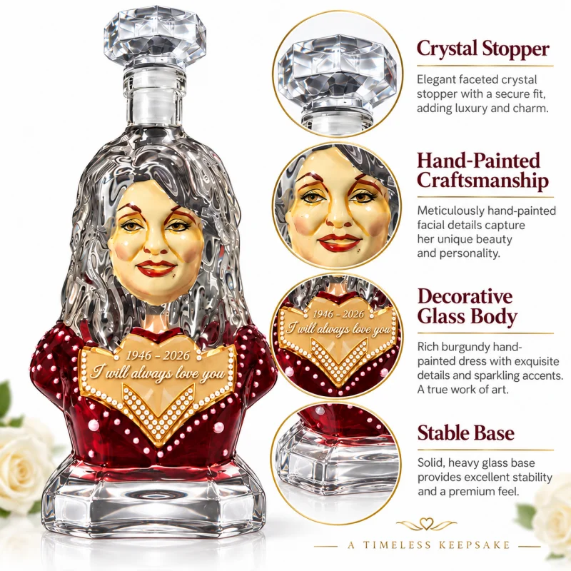 Dolly Parton Tribute Liquor Decanter Vintage Country Music Decorative Bottle Collector Gift Home Bar Shelf Decoration