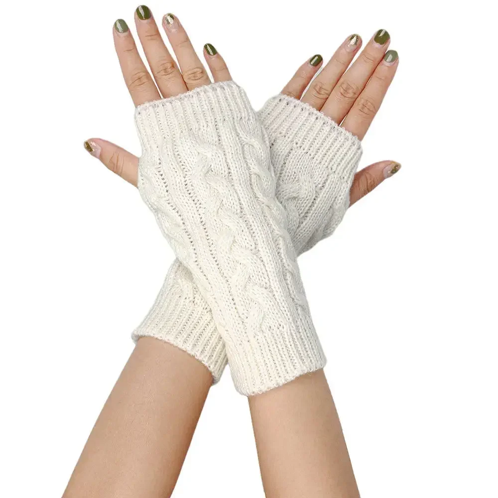 Fingerless Gloves Women Mitten Winter Arm Warmer Knitted Arm Sleeve Fashion Casual Soft Girls Clothes Punk Gothic Gloves Amagi